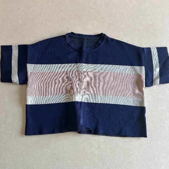 Topshop Navy Striped Boxy Tee ASO Ly­dia Mar­tin Teen Wolf - Picture 5 of 13
